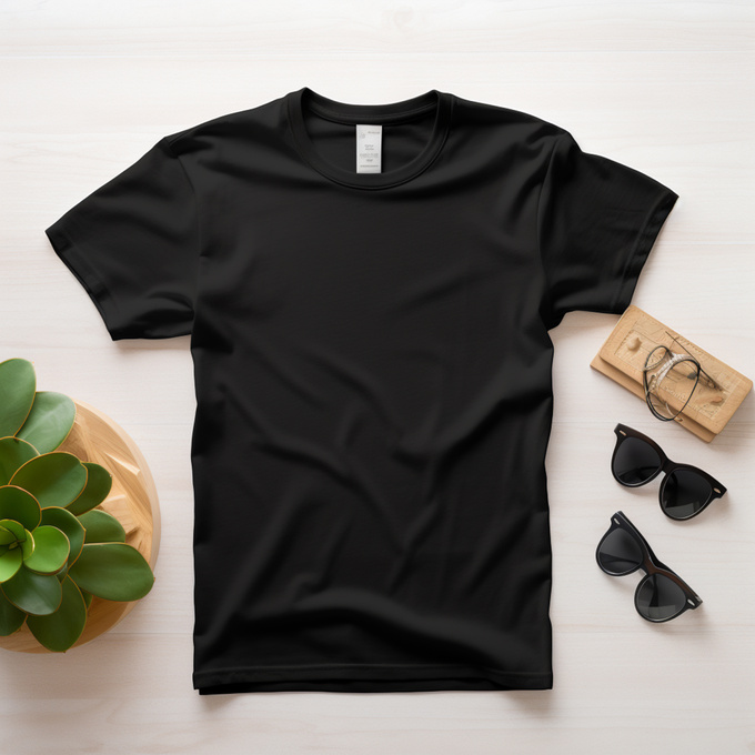 Top View Black T-Shirt Design Mockup  Background